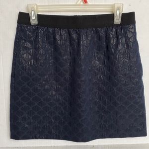 NWOT Ann Taylor LOFT Petites Women 4P Black Shiny Textured Lined Mini Skirt